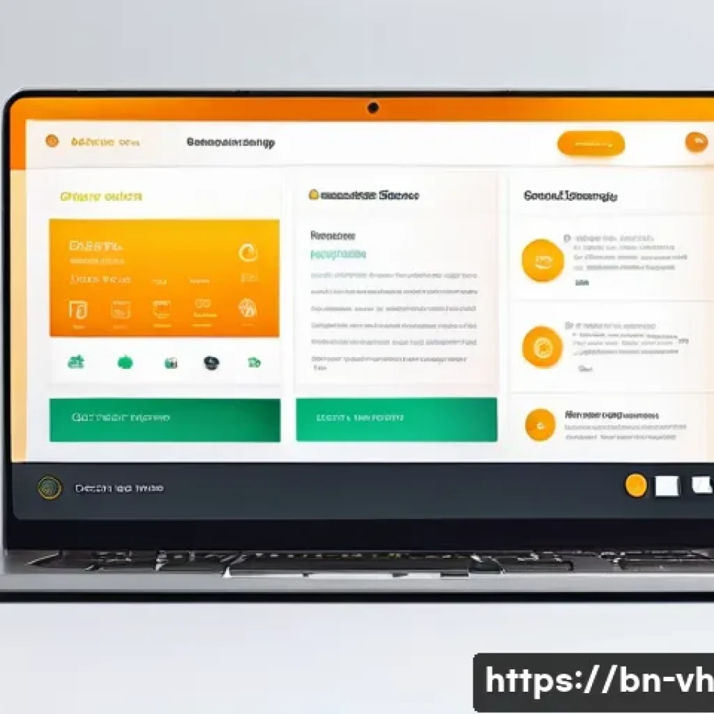 다크패턴과 사용자 충성도 - A vibrant, modern website interface showcasing clear and simple navigation menus, with bright, eye-c...